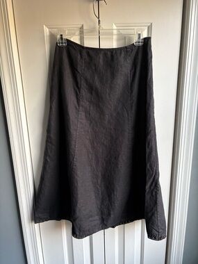 Kate Hill Petites Black Linen Maxi Skirt Cottagecore Minimalist Size 2P